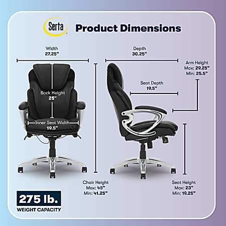 Serta AIR Health Wellness Ergonomic Bonded Leather High Back
