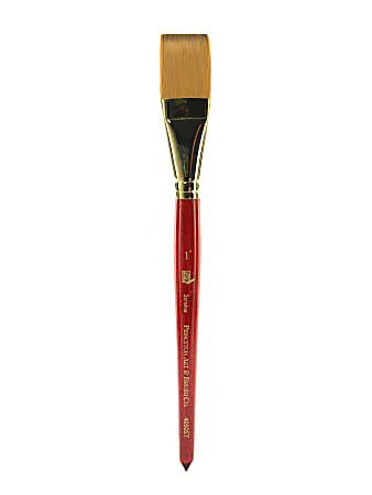 Princeton Series 4050 Heritage Synthetic Sable Watercolor Short-Handle Paint Brush, 1", Stroke Bristle, Sable Hair, Red