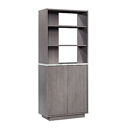 Sauder® East Rock 72"H 5-Shelf Bookcase With Doors, Ashen Oak/Faux White Marble