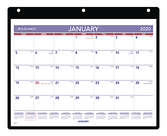 AT-A-GLANCE® Monthly Desk/Wall Calendar With Clear Cover, 8" x 11", January To December 2020, SK800 