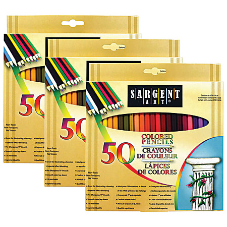 Sargent Art Colored Pencils 3.3 mm Assorted Colors 50 Pencils Per