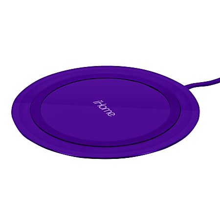 iHome Rainbow Ultra Slim QI Wireless Charging Pad, Purple, IH-QI1001U-P2