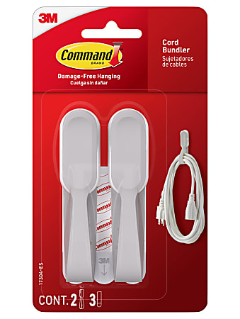 Command® Cord Bundlers, 2 Command Bundlers, 3 Command Strips, Damage Free Hanging, No Tools Wall Hanging Strips For Living Spaces, Gray