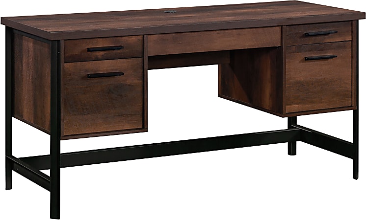 Sauder® Briarbrook 60”W Commercial Computer Desk With Floating Pedestals, Barrel Oak/Black