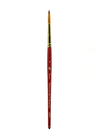 Princeton Series 4050 Heritage Synthetic Sable Watercolor Short-Handle Paint Brush, Size 8, Round Bristle, Sable Hair, Red