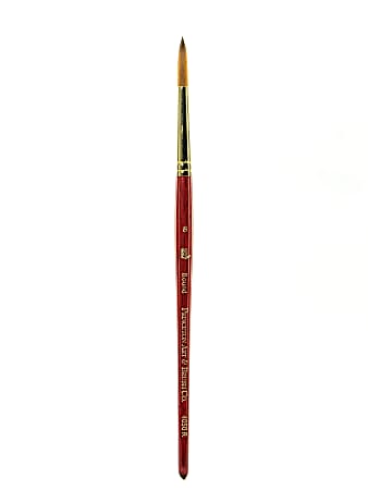 Princeton Series 4050 Synthetic Sable Watercolor Short-Handle Paint Brush, Size 8, Round Bristle, Sable Hair, Red