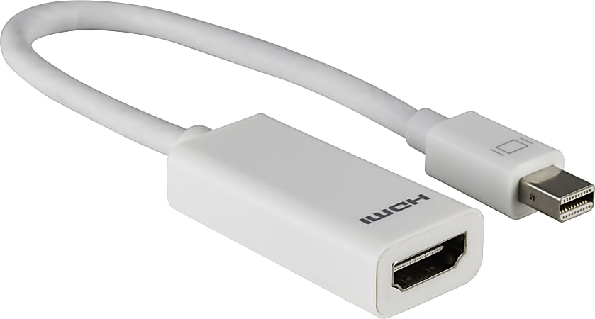 Ativa® Mini DisplayPort to HDMI Adapter, Male to Female, Unidirectional, White, 27519
