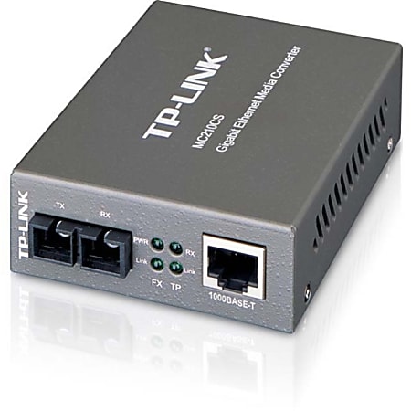 TP-LINK MC210CS Gigabit Media Ethernet Converter, 1000Mbps RJ45 to 1000M single-mode SC fiber, up to 15Km/9miles, chassis mountable - 1 x Network (RJ-45) - 1000Base-T, 1000Base-FX - External"