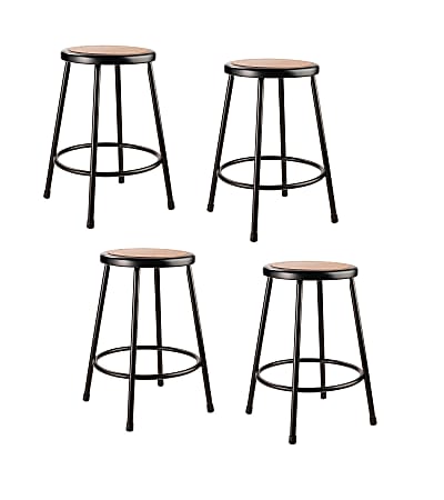 National Public Seating Hardboard Stools, 24"H, Black, Set of 4