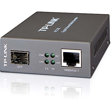 TP-LINK MC220L Gigabit Media Converter, 1000Mbps RJ45 to 1000Mbps SFP slot supporting MiniGBIC modules, chassis mountable