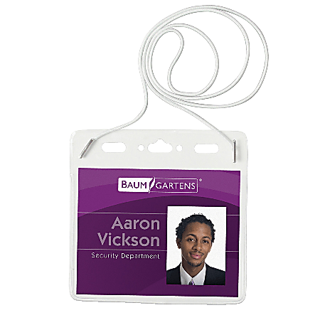 Baumgartens® Plastic Badge Holder With Elastic Cord, Clear, Pack Of 25