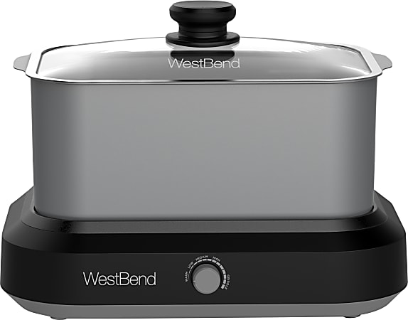 West Bend 6-Quart Oblong Slow Cooker, Silver