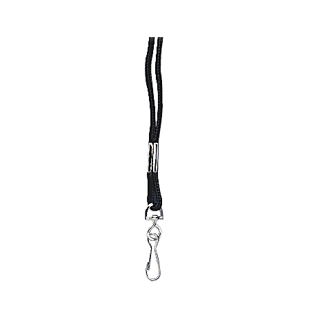 Baumgartens® Round Lanyard, 36", Black, Pack of 12