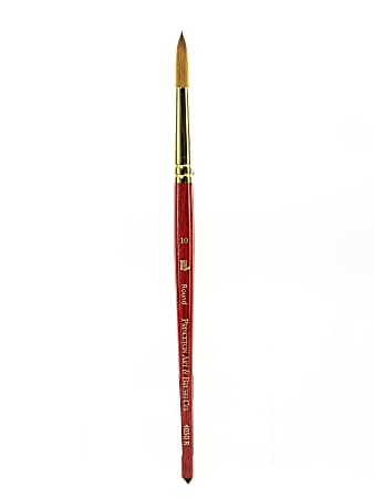 Princeton Series 4050 Heritage Synthetic Sable Watercolor Short-Handle Paint Brush, Size 10, Round Bristle, Sable Hair, Red