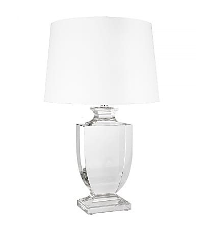 LumiSource Elsa Contemporary Table Lamp, 26”H, Off-White Shade/Clear Base