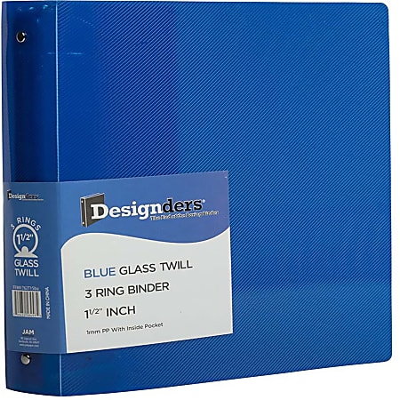 JAM PAPER 3 Ring Plastic Binder, 1.5 inch, Blue, Sold Individually