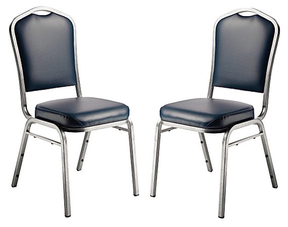 National Public Seating 9300 Series Deluxe Upholstered Banquet Chairs, Midnight Blue/Silvervein, Pack Of 2 Chairs