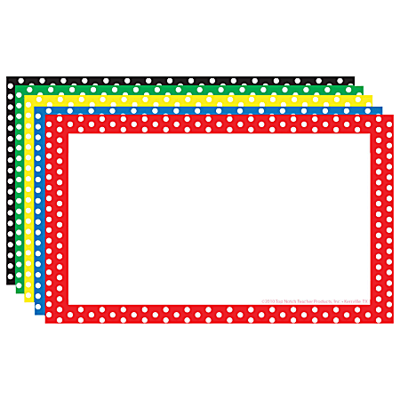 Top Notch Teacher Products® Polka Dot Border Index Cards, 4" x 6", Assorted Colors, 75 Cards Per Pack, Case Of 6 Packs