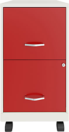 Realspace® SOHO Smart 18"D Vertical 2-Drawer Mobile File Cabinet, Metal, White/Red