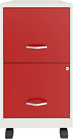 Realspace® SOHO Smart 18"D Vertical 2-Drawer Mobile File Cabinet, White/Red