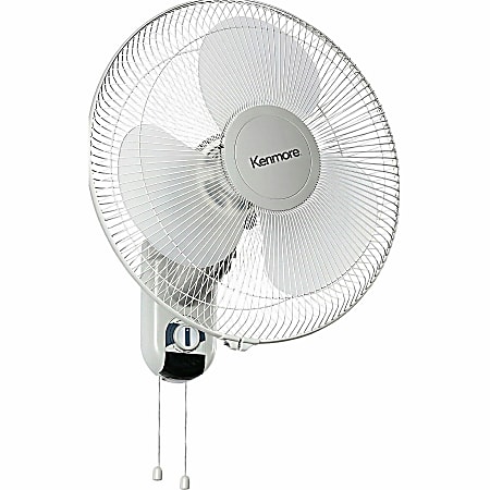 Kenmore 16" Wall Fan - 3 Speed - Oscillating, Adjustable - White - 1 Each