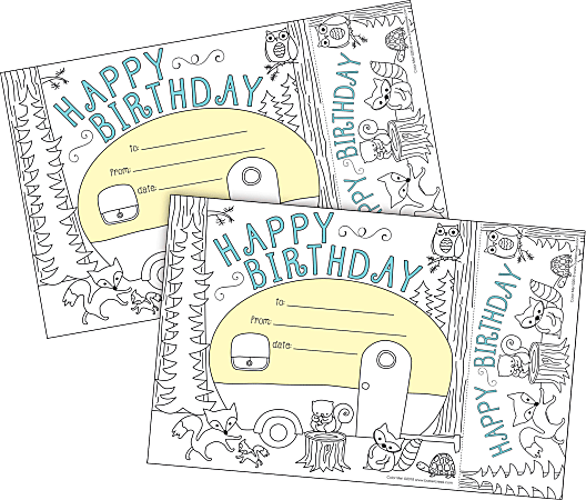 Barker Creek Color Me! Awards & Bookmarks Set, 8-1/2" x 5-1/2", Happy Birthday, Set Of 60 Awards