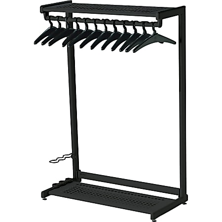 Quartet® Garment Rack With Hangers, 12 Hangers, 2 Shelves, 48" Width, Black