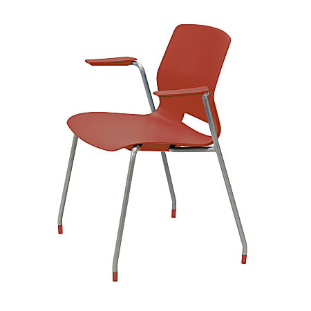 KFI Studios Imme Stack Chair With Arms, Coral/Silver