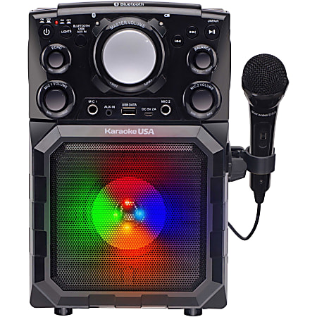 Karaoke USA GQ410 Portable MP3 Karaoke Player With Bluetooth®, 14-1/4”H x 9”W x 9-1/4”D