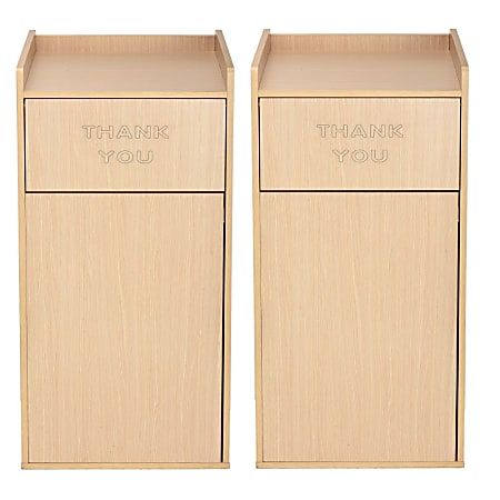 Alpine Industries Commercial Tray Top Waste Enclosure Trash Receptacles, 40 Gallons, Brown, Pack Of 2 Receptacles