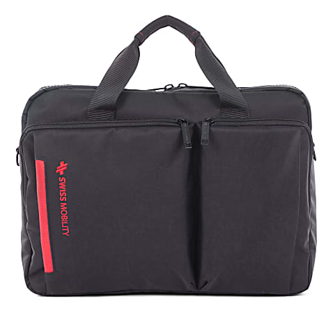 Swiss Mobility Stride Executive Briefcase With 15.6" Laptop Pocket, Black