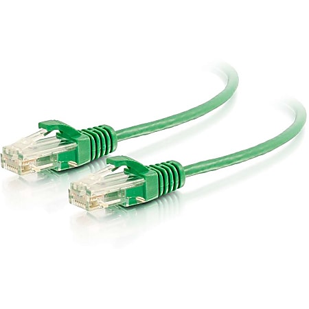 C2G 5ft Cat6 Ethernet Cable - Slim - Snagless Unshielded (UTP) - Green - 5 ft Category 6 Network Cable for Network Device - First End: 1 x RJ-45 Male Network - Second End: 1 x RJ-45 Male Network - Patch Cable - 28 AWG - Green