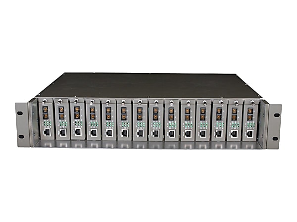 TP-Link TL-MC1400 - Modular expansion base - 2U - rack-mountable - for P/N: TL-SG3210XHP-M2 V2.6, TL-SG3452XP V1