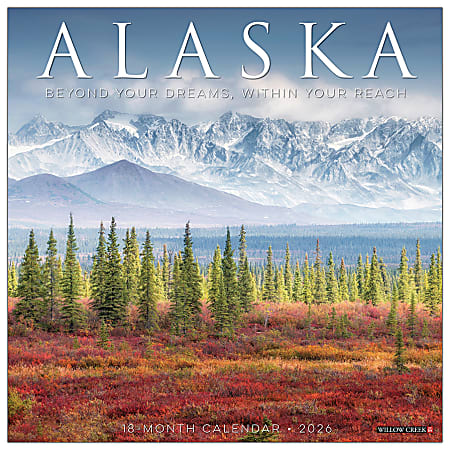 2026 Willow Creek Press Art & Design Monthly Wall Calendar, 12" x 12", Alaska, January To December, 55311