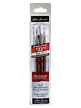 Robert Simmons WSS-4 Paint Brush Set, Round Bristle, Sable Hair, Red, Set Of 4