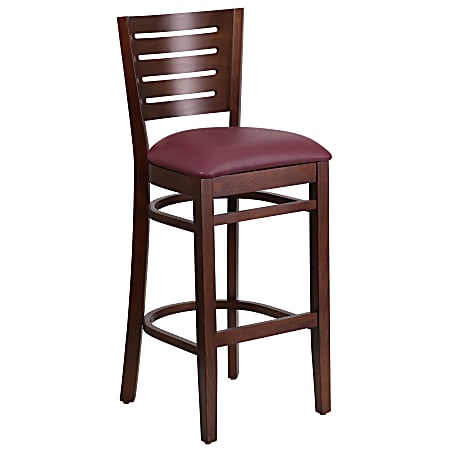 Flash Furniture Slat Back Restaurant Bar Stool, Burgundy/Walnut