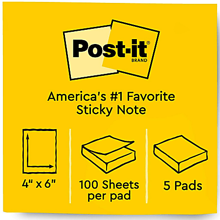 POST-IT® NOTES, 4 X 6, MARSEILLE COLLECTION, LINED 5 PADS/PACK - Multi  access office