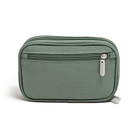 U Brands® Dual Zip Canvas Tech Pouch, 5”H x 2-1/4”W x 7-13/16”D, Matcha Green