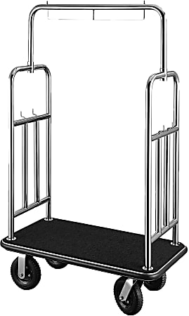 CSL Town Square Luggage Cart, 71"H x 44"W x 24"D, Silver/Black