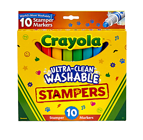 Crayola® Ultra-Clean Washable Stamper Markers, Assorted Colors, Pack Of 10