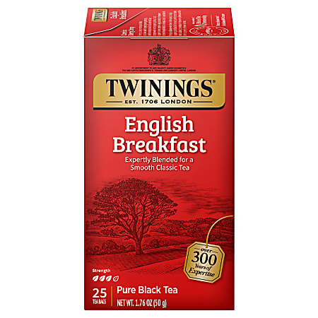 Twinings® of London English Breakfast Tea, 1.06 Oz, Carton Of 24