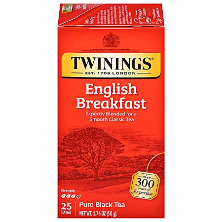 Twinings® English Breakfast Tea Bags, 25/Box
