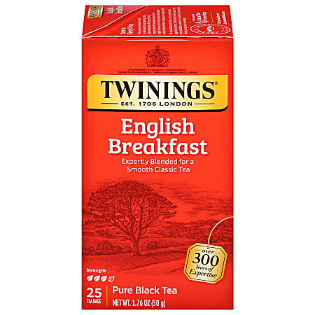 Twinings® of London English Breakfast Tea, 1.06 Oz, Carton Of 24