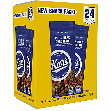 Office Snax Peanut Butter 'N Dark Chocolate Mix - Dark Chocolate, Crunchy Peanut Butter - 1.25 oz - 24 / Box