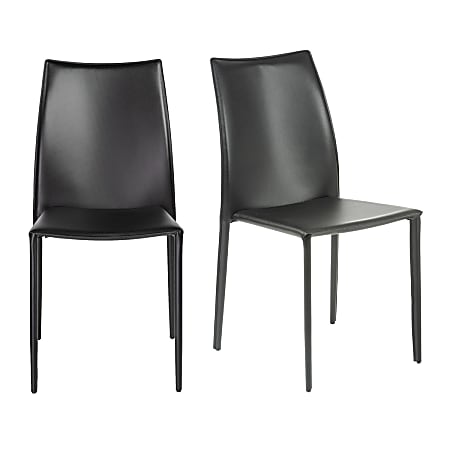 Eurostyle Dalia Stacking Chairs, Black, Set Of 2 Chairs