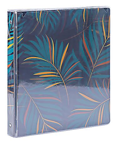 Office Depot&reg; Brand Fashion 3-Ring Binder, 1" Round Rings, Black Palms