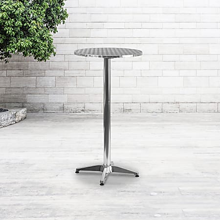Flash Furniture Round Folding Bar Table With Aluminum Base, 45" x 23-1/4", Silver