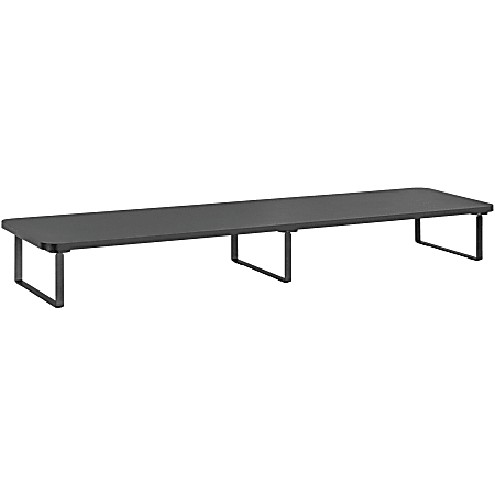 Lorell Quick-Install Monitor Laptop Riser, 4.80"H x 39.40"W x 10.20"D, Powder Coated, Steel, Particleboard, Silicone, Black