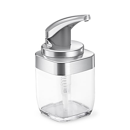simplehuman Square Push Soap Pump With Sponge Caddy 8 34 H x 5 18 W x 4 516  D Brushed Nickel - Office Depot