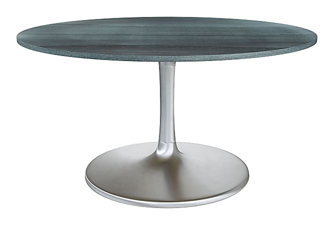Zuo Modern Metropolis Marble And Iron Round Dining Table, 30-3/4”H x 59-1/8”W x 59-1/8”D, Gray/Silver